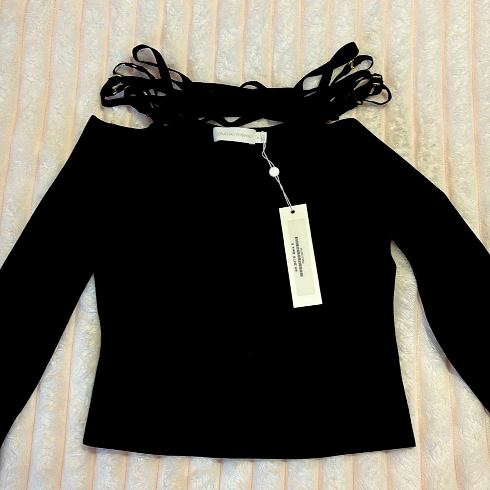 NWT Jonathan Simkhai Small strappy off the shoulder knit top.